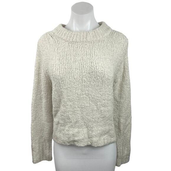 Zara Women's Ivory Pullover Mock Neck Tight Knit Long Sleeve Sweater Top Size M - Picture 1 of 4